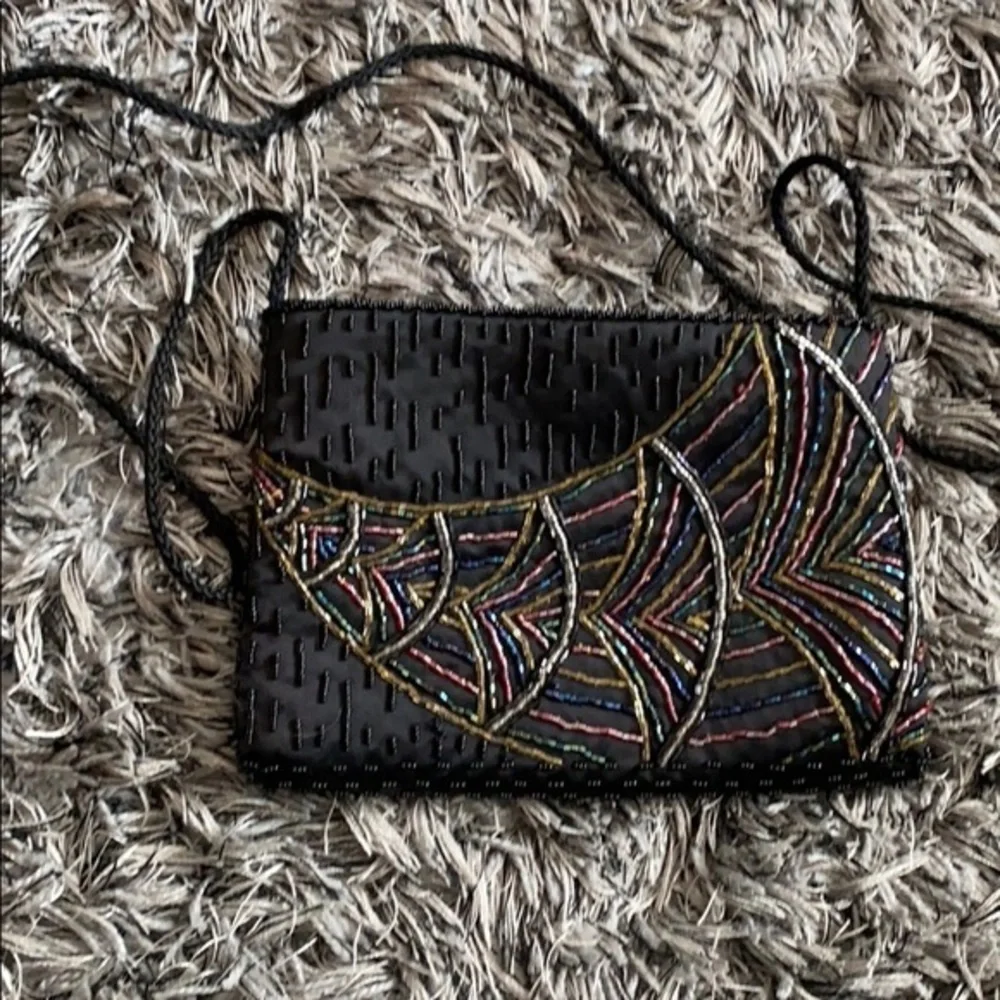 REAL Vintage beaded & satin cross body bag.